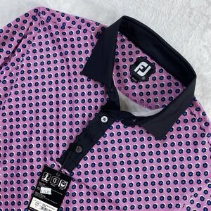 NWT Footjoy Polo Shirt‎ Men Sz S Pink All Over Print Golf Resort Short Sleeve